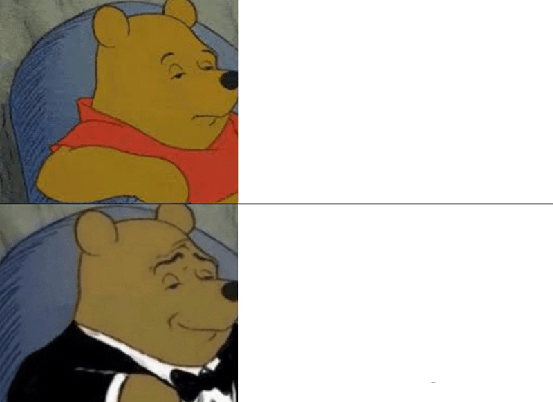 Tuxedo Winnie The Pooh meme about Groove Life